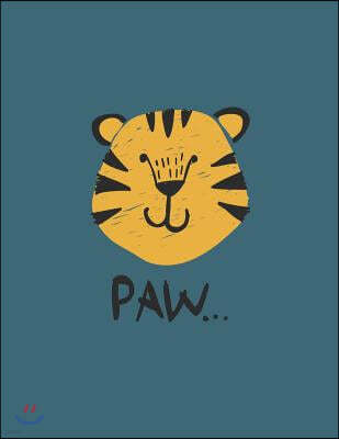 Paw: Tiger on green cover and Dot Graph Line Sketch pages, Extra large (8.5 x 11) inches, 110 pages, White paper, Sketch, D