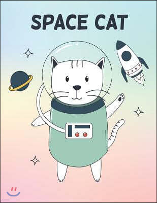 Space cat: Space cat cover and Dot Graph Line Sketch pages, Extra large (8.5 x 11) inches, 110 pages, White paper, Sketch, Draw a