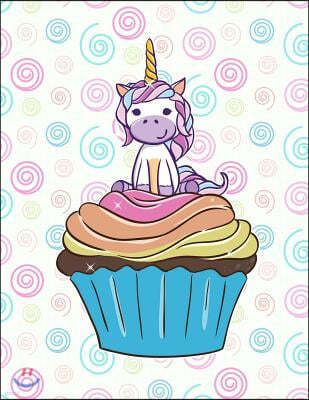 Unicorn Cupcake Whimsical Notebook: Birthday Graph Journal for Math School Teachers Students, 5x5 Graph Paper, 200 Pages (8.5 X 11) Party Gifts