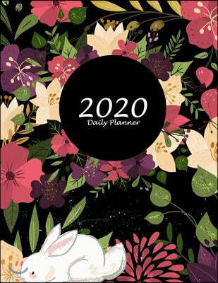 2020 Daily Planner: Cute Black Floral, Daily Calendar Book 2020, Weekly/Monthly/Yearly Calendar Journal, Large 8.5 X 11 365 Daily Journal