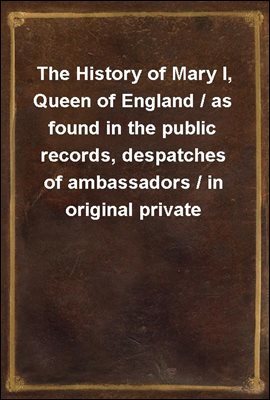 The History of Mary I, Queen of England / as found in the public records, despatches of ambassadors / in original private letters, and other contemporary / documents