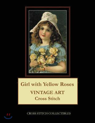 Girl with Yellow Roses: Vintage Art Cross Stitch Pattern