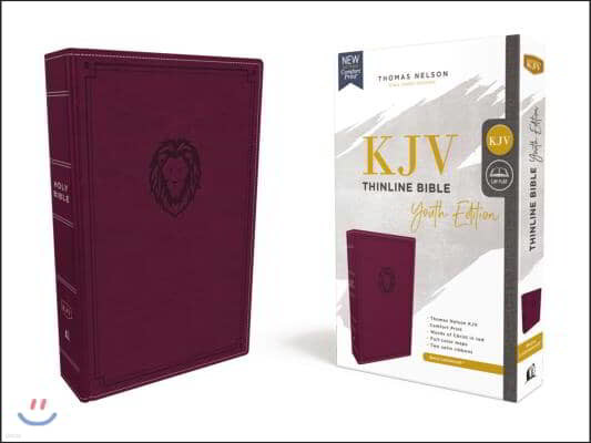 Kjv, Thinline Bible Youth Edition, Leathersoft, Burgundy, Red Letter Edition, Comfort Print
