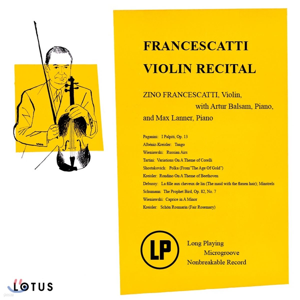 Zino Francescatti 지노 프란체스카티 바이올린 리사이틀 (Violin Recital) [LP]
