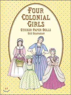 Four Colonial Girls Sticker Paper Dolls