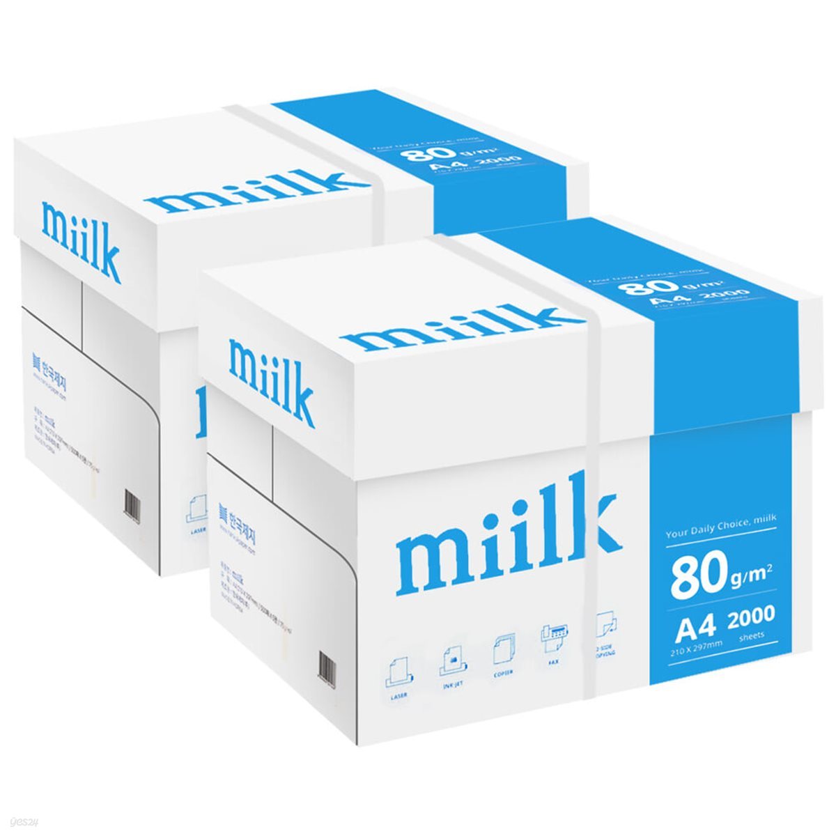 한국 밀크 A4 복사용지(A4용지) 80g 2000매 2BOX