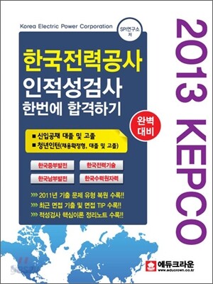 2013 한국전력공사 인적성검사 한번에 합격하기