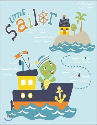 Little sailor: Little turtle sailor on blue cover and Dot Graph Line Sketch pages, Extra large (8.5 x 11) inches, 110 pages, White pa