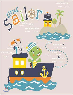 Little Sailor: Little Turtle Sailor on Pink Cover and Dot Graph Line Sketch Pages, Extra Large (8.5 X 11) Inches, 110 Pages, White Pa