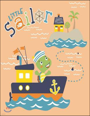 Little sailor: Little turtle sailor on orange cover and Dot Graph Line Sketch pages, Extra large (8.5 x 11) inches, 110 pages, White