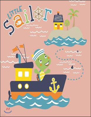 Little Sailor: Little Turtle Sailor on Pink Cover and Dot Graph Line Sketch Pages, Extra Large (8.5 X 11) Inches, 110 Pages, White Pa