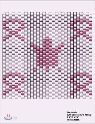 Cancer Turtle and Bows Peyote Bead Pattern Workbook: Bonus Bead Pattern and Cancer Chart, 100 Each Peyote Bead Graph and Wide Ruled Pages, 7.5x9.75 In