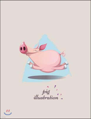 Pig illustration: Flying pig on grey cover and Dot Graph Line Sketch pages, Extra large (8.5 x 11) inches, 110 pages, White paper, Sketc