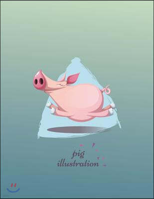 Pig Illustration: Flying Pig on Green Cover and Dot Graph Line Sketch Pages, Extra Large (8.5 X 11) Inches, 110 Pages, White Paper, Sket