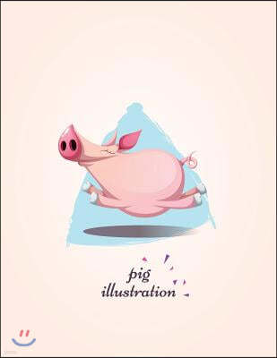 Pig Illustration: Flying Pig on Pink Cover and Dot Graph Line Sketch Pages, Extra Large (8.5 X 11) Inches, 110 Pages, White Paper, Sketc