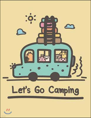 Let's Go Camping: Let's Go Camping with Animals on Yellow Cover and Dot Graph Line Sketch Pages, Extra Large (8.5 X 11) Inches, 110 Page