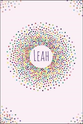 Leah.: Leah Personalized Dot Grid Journal Notebook. Attractive Girly Personalized Name Bright Modern Stylish Journal for Girl