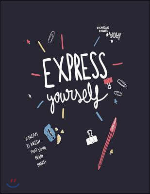 Express Yourself: Express Yourself on Dark Brown Cover and Dot Graph Line Sketch Pages, Extra Large (8.5 X 11) Inches, 110 Pages, White