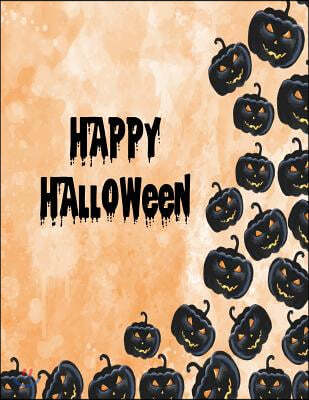 Happy halloween: Happy halloween on orange cover and Dot Graph Line Sketch pages, Extra large (8.5 x 11) inches, 110 pages, White paper