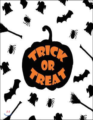 Trick or Treat: Trick or Treat Cover and Dot Graph Line Sketch Pages, Extra Large (8.5 X 11) Inches, 110 Pages, White Paper, Sketch, D