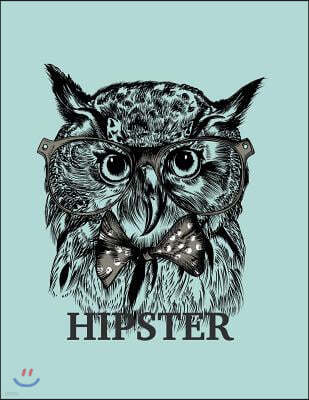 Hipster: Owl Hipster Collection Cover and Dot Graph Line Sketch Pages, Extra Large (8.5 X 11) Inches, 110 Pages, White Paper, S