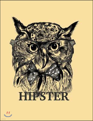 Hipster: Owl hipster collection cover and Dot Graph Line Sketch pages, Extra large (8.5 x 11) inches, 110 pages, White paper, S