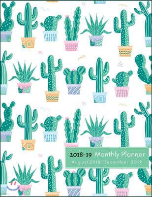 2018-19 Monthly Planner, August 2018 - December 2019: 17-Months Planner, Cactus Planner, Monthly Planner 2018-2019, Large 8.5 X 11," 2018-2019 Academi