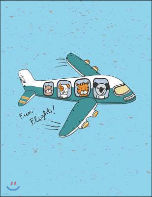 Fun Flight: Animals Flight on Blue Cover Dot Graph Line Sketch Pages, Extra Large (8.5 X 11) Inches, 110 Pages, White Paper, Sketc