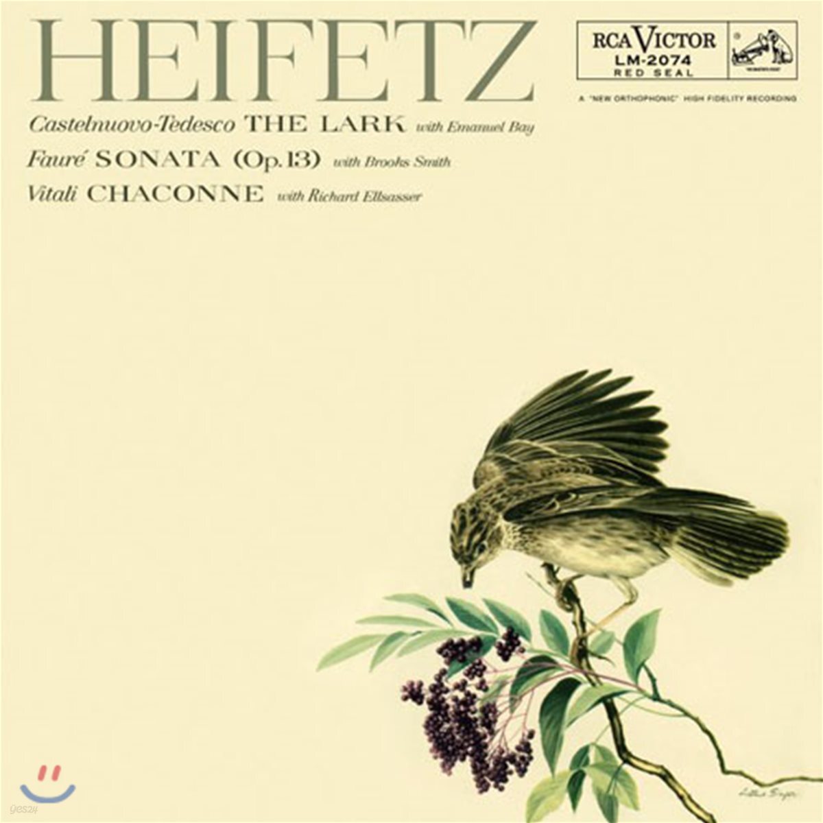 Jascha Heifetz 비탈리: 샤콘느 / 포레: 바이올린 소나타 / 카스텔누오보-테데스코: 종달새 [LP]