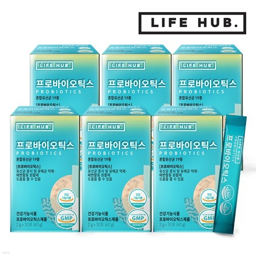 라이프허브 혼합 유산균 프로바이오틱스 6세트(2g x 180포) 6개월분