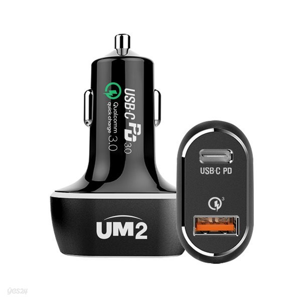 UM2 퀄컴3.0 USB-PD 63W 파워딜리버리 고속 차량용충전기 시거잭 맥북 아이폰X 갤럭시노트9