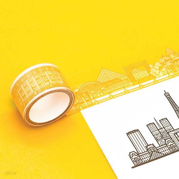 [럭키스] 시티 투명 데코 디자인 테이프 파리