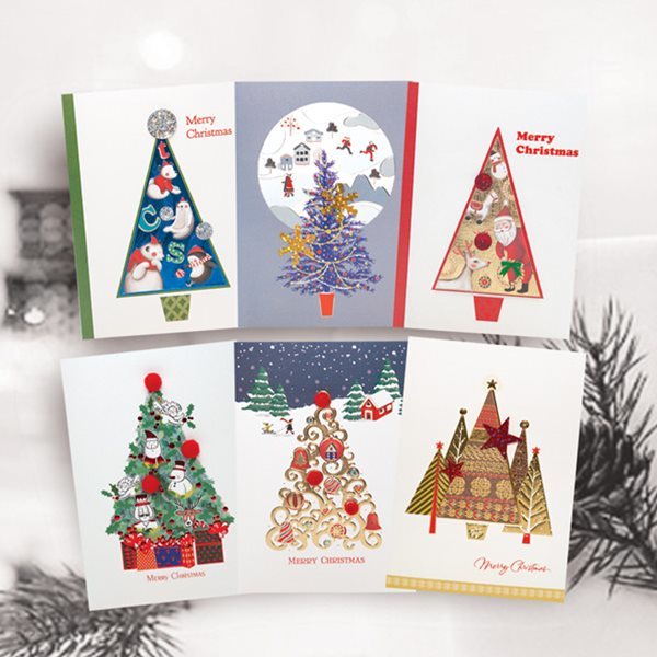 FS1030 Set(6종) 크리스마스카드,트리카드,산타카드,성탄절,미니카드,루돌프,카드