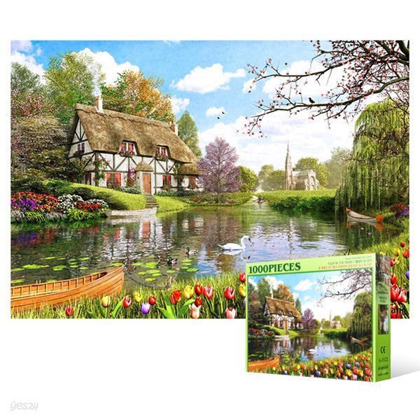 1000피스 직소퍼즐 - 튤립이 만발한 호수의 정원