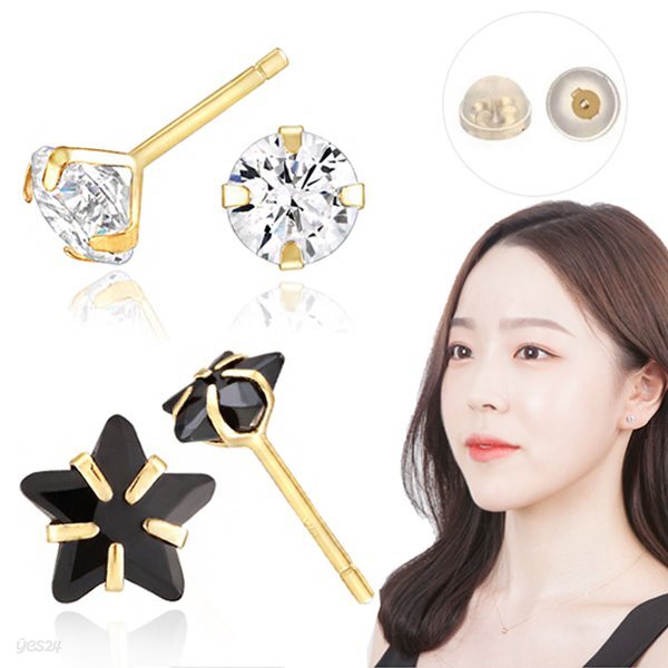 [3종세트]14K GOLD 정품귀걸이2종+골드클러치 3종세트