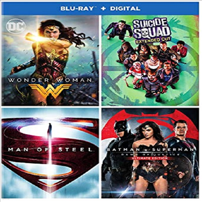 DC 4-Film Bundle/Wonder Woman/Suicide Squad: Ext Cut/Batman v Superman: DOJ UE/Man of Steel (DC 4 ʸ ÷)(ѱ۹ڸ)(Blu-ray)