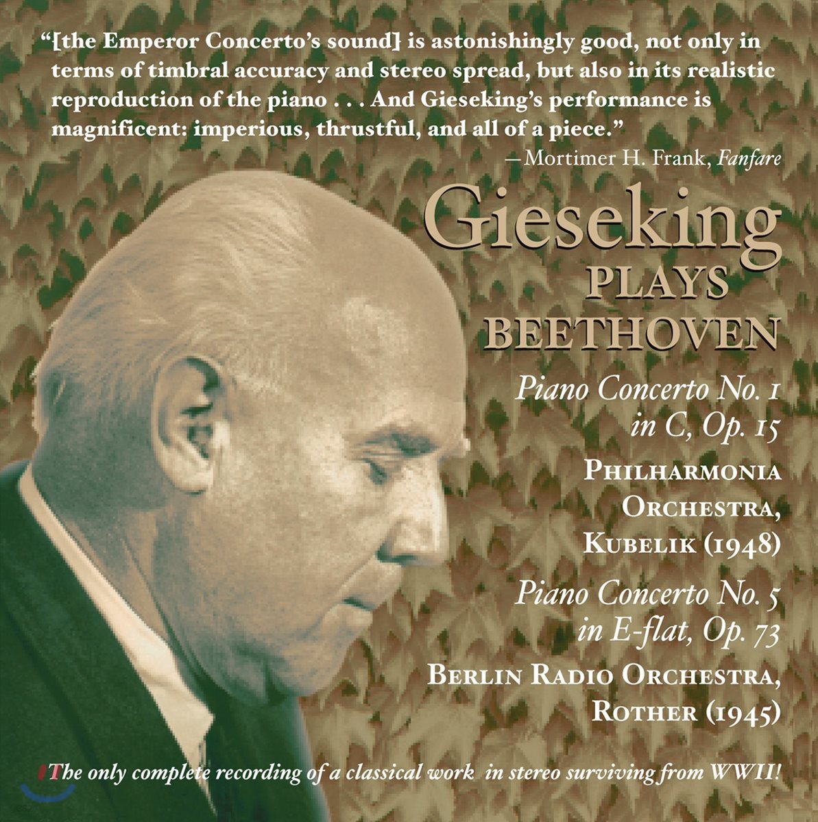 Walter Gieseking 베토벤: 피아노 협주곡 1번, 5번 (Beethoven: Piano Concertos)