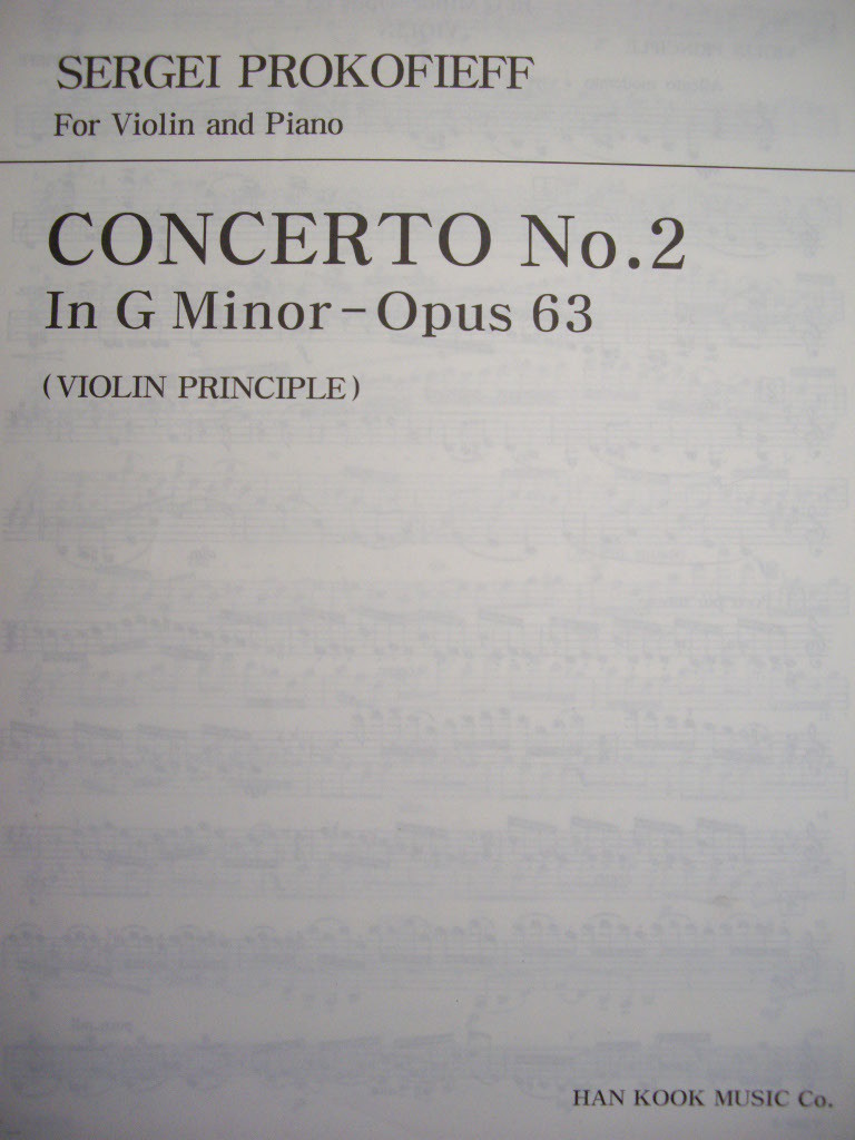 SERGEI PROKOFIEFF For Violin and Piano : CONCERTO No.2 In G Minor-Opus 63