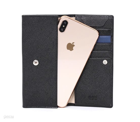 아이폰 XR, XS-MAX 사피아노 소가죽 지갑케이스(블랙)P86184