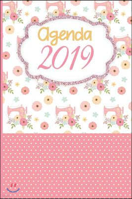 Agenda 2019: Agenda Mensual y Semanal + Organizador I Cubierta con tema de Costura I Enero 2019 a Diciembre 2019 6 x 9