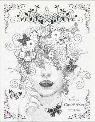 Butterfly Lady Cornell Notes Notebook: Blank Composition Book of Systematic Method Outline Composed of Notebook with Column and Line Format