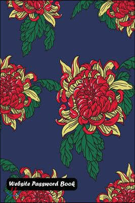 Website Password Book: Red Flowers Cover