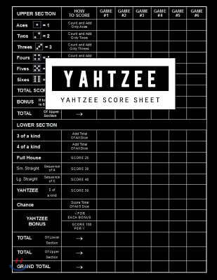 Yahtzee Score Sheet: Yahtzee Game Record Score Keeper Book, Yahtzee Score Sheet, Yahtzee score Card, Write in the player name and record di