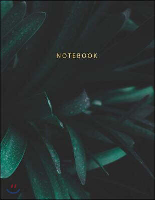 Notebook: Beautiful Jungle Leave Look Black with Gold Lettering 150 College-Ruled Lined Pages 8.5 X 11