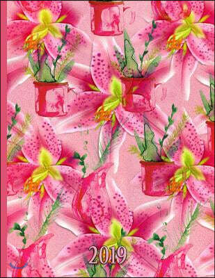 Pink and Yellow Bold and Beautiful Spring Flowers: 2019 Schedule Planner and Organizer / Weekly Calendar