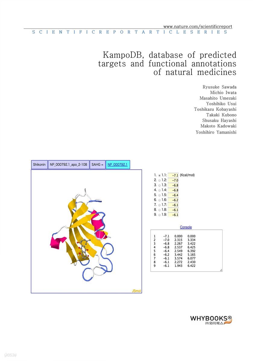 KampoDB, database of predicted targets and functional annotations of natural medicines