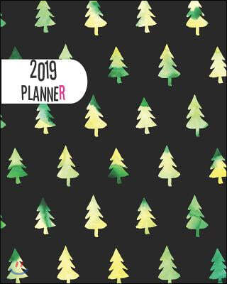 2019 Planner: Christmas Trees Yearly Monthly Weekly 12 Months 365 Days Cute Planner, Calendar Schedule, Appointment, Agenda, Meeting