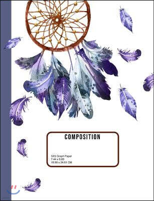 Composition Notebook 5x5 Graph Paper: Watercolor Dreamcatcher Boho Style Student Teacher or Professional Office Log Book Notebook Journal Dream Catche