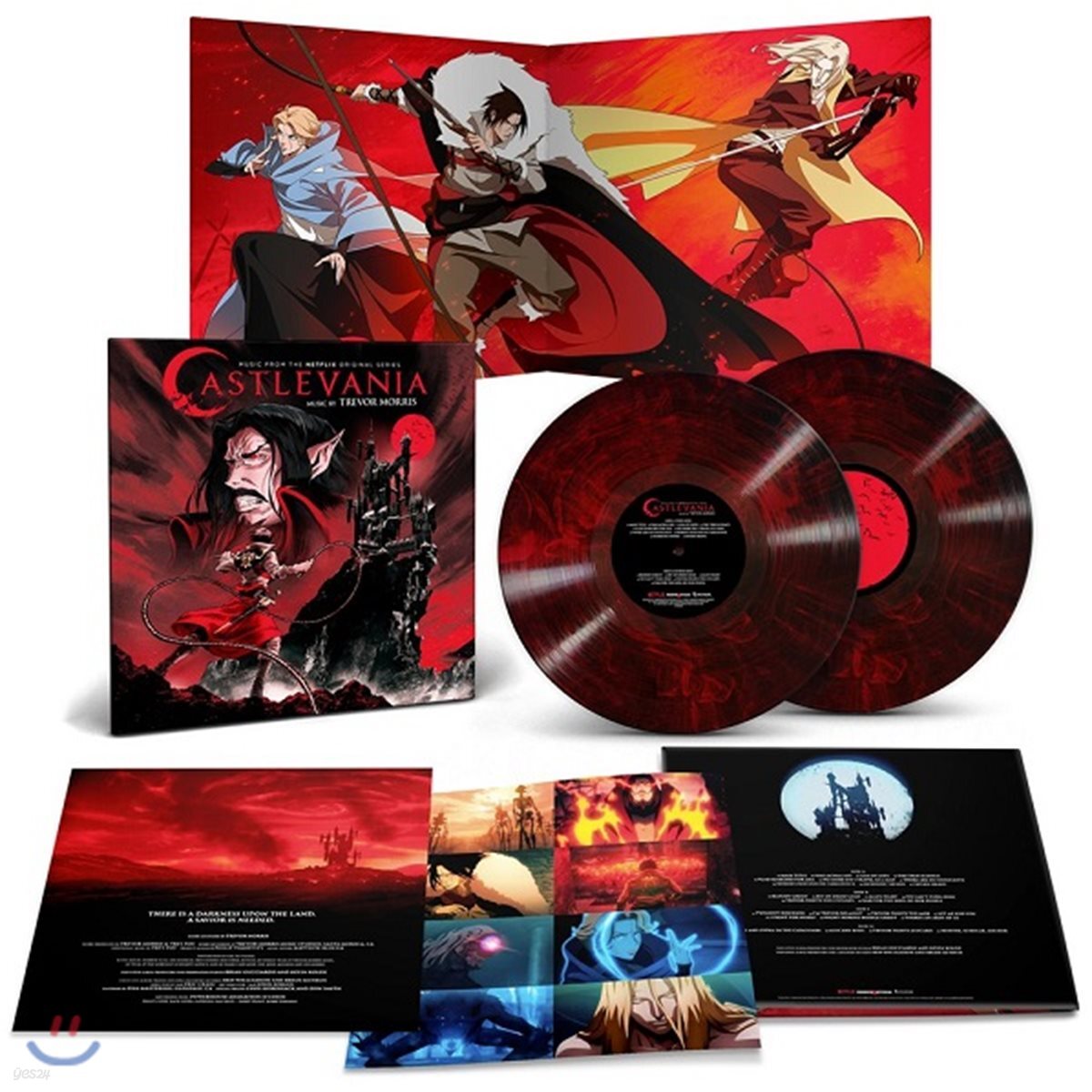 넷플릭스 애니메이션 `캐슬배니아` 음악 (Castlevania OST by Trevor Morris) [밸몬트 블러드 레드 & 블랙 컬러 2LP]