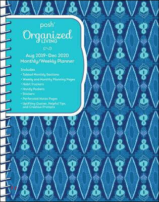 Posh Organized Living Blue Lagoon Monthly/Weekly Planning 2019-2020 Calendar